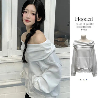 Lulu two-way off-shoulder turtle loose fit hoodie