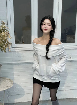 Lulu two-way off-shoulder turtle loose fit hoodie