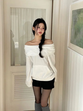 Lulu two-way off-shoulder turtle loose fit hoodie