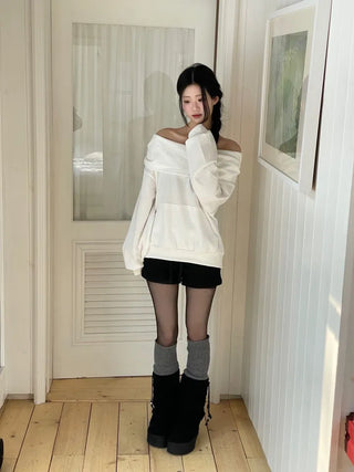 Lulu two-way off-shoulder turtle loose fit hoodie