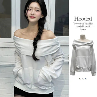 Lulu two-way off-shoulder turtle loose fit hoodie