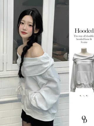 Lulu two-way off-shoulder turtle loose fit hoodie