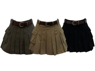 Reverie Pleated Cargo Belt Mini Skirt Skirt Pants Set