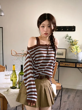 Reverie Pleated Cargo Belt Mini Skirt Skirt Pants Set