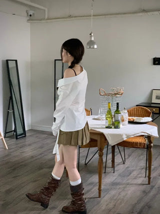 Reverie Pleated Cargo Belt Mini Skirt Skirt Pants Set