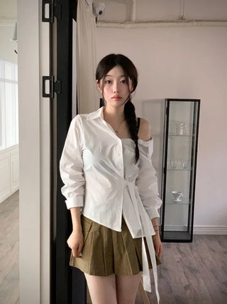 Reverie Pleated Cargo Belt Mini Skirt Skirt Pants Set