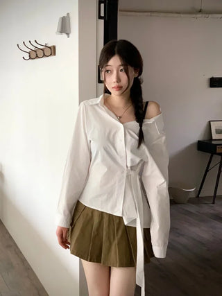 Reverie Pleated Cargo Belt Mini Skirt Skirt Pants Set