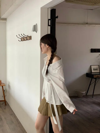 Reverie Pleated Cargo Belt Mini Skirt Skirt Pants Set