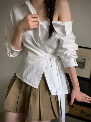 Reverie Pleated Cargo Belt Mini Skirt Skirt Pants Set