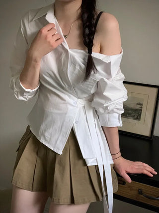 Reverie Pleated Cargo Belt Mini Skirt Skirt Pants Set