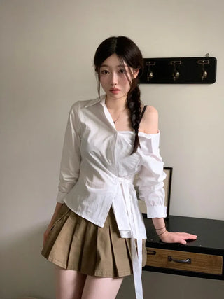 Reverie Pleated Cargo Belt Mini Skirt Skirt Pants Set
