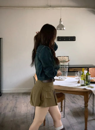 Reverie Pleated Cargo Belt Mini Skirt Skirt Pants Set