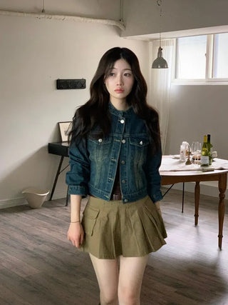 Reverie Pleated Cargo Belt Mini Skirt Skirt Pants Set