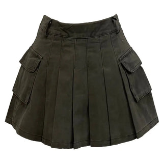 Reverie Pleated Cargo Belt Mini Skirt Skirt Pants Set
