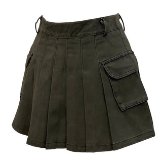 Reverie Pleated Cargo Belt Mini Skirt Skirt Pants Set