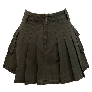 Reverie Pleated Cargo Belt Mini Skirt Skirt Pants Set