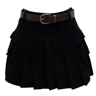 Reverie Pleated Cargo Belt Mini Skirt Skirt Pants Set