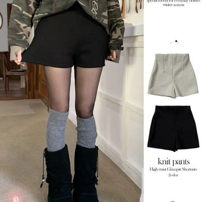 Merlin high-waist knit fleece shorts