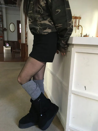Merlin high-waist knit fleece shorts