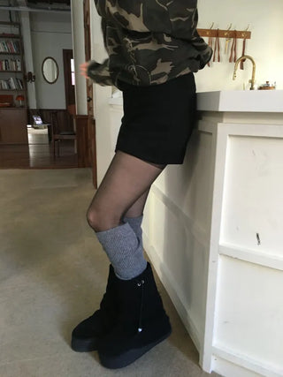 Merlin high-waist knit fleece shorts
