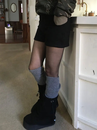 Merlin high-waist knit fleece shorts