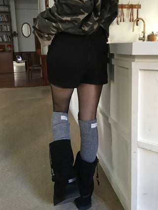 Merlin high-waist knit fleece shorts