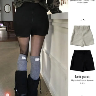 Merlin high-waist knit fleece shorts