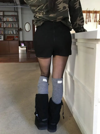 Merlin high-waist knit fleece shorts