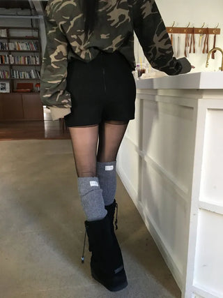 Merlin high-waist knit fleece shorts