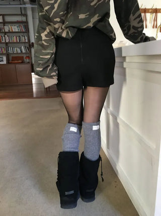 Merlin high-waist knit fleece shorts