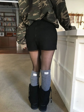 Merlin high-waist knit fleece shorts