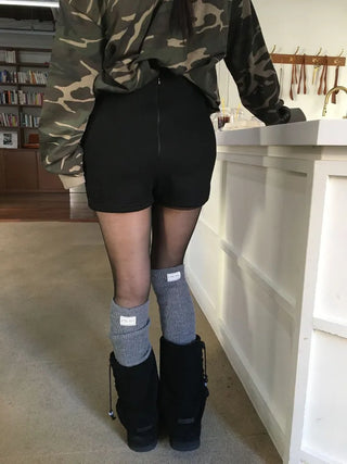 Merlin high-waist knit fleece shorts
