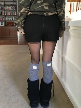 Merlin high-waist knit fleece shorts