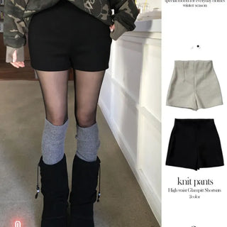 Merlin high-waist knit fleece shorts