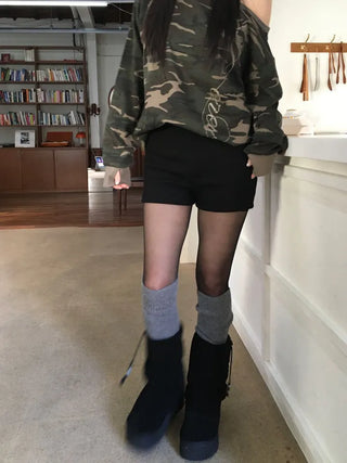 Merlin high-waist knit fleece shorts