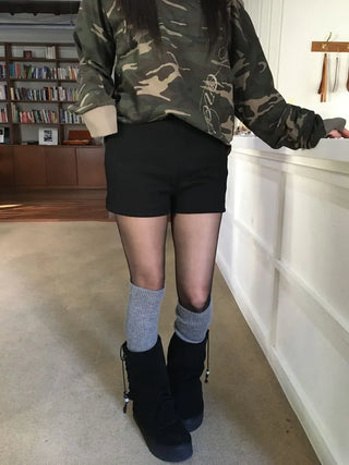 Merlin high-waist knit fleece shorts