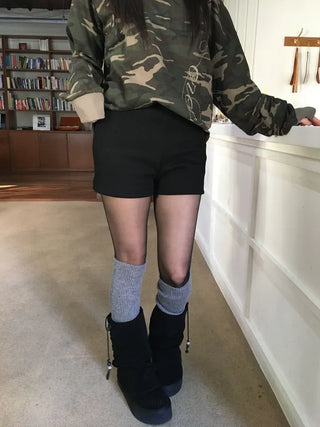 Merlin high-waist knit fleece shorts