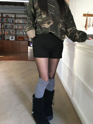 Merlin high-waist knit fleece shorts