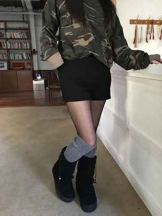 Merlin high-waist knit fleece shorts