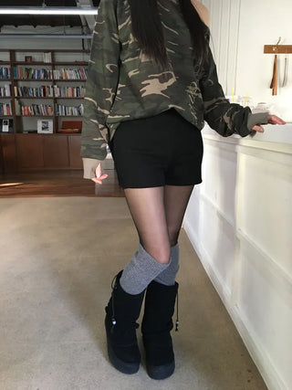 Merlin high-waist knit fleece shorts