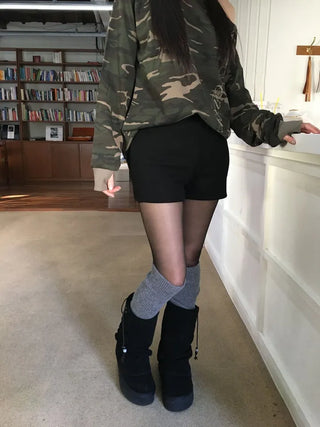 Merlin high-waist knit fleece shorts