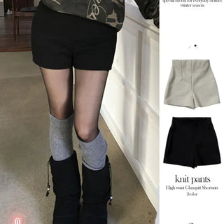 Merlin high-waist knit fleece shorts