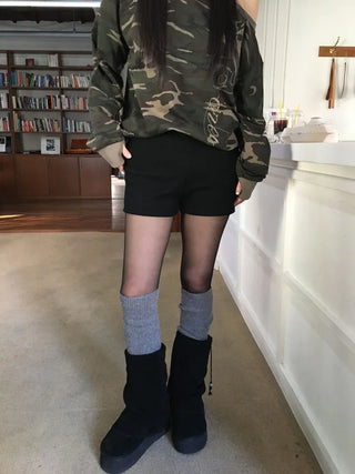 Merlin high-waist knit fleece shorts