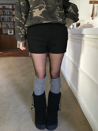 Merlin high-waist knit fleece shorts