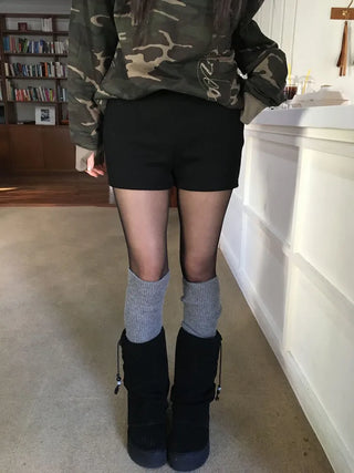 Merlin high-waist knit fleece shorts