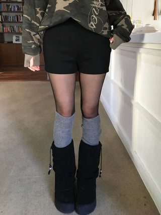 Merlin high-waist knit fleece shorts