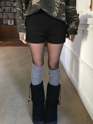 Merlin high-waist knit fleece shorts
