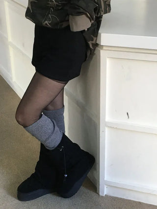 Merlin high-waist knit fleece shorts