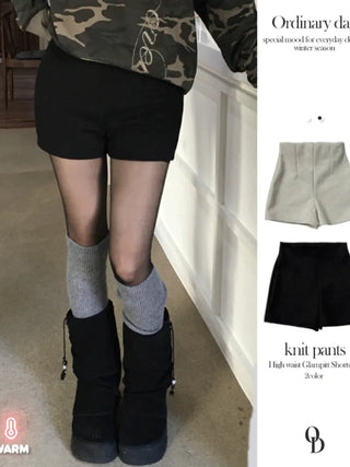Merlin high-waist knit fleece shorts