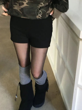 Merlin high-waist knit fleece shorts